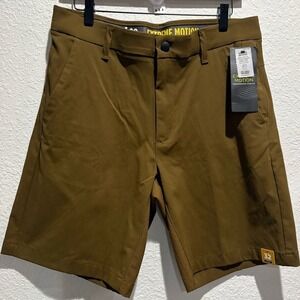 NWT Lee Extreme Motion Men's Olive Brown Shorts Stretch Pockets Vented Size 32